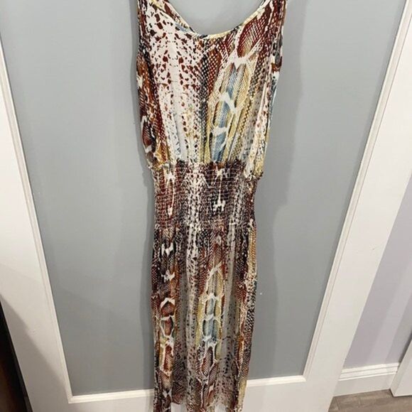 Olivaceous Women's Geometric Print Dress Tank Top Straps Elastic Slit Small - Picture 1 of 5